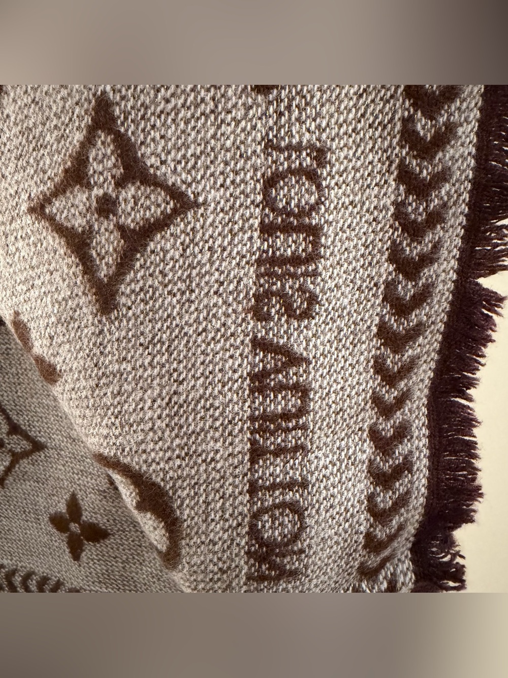 Reversible Split Monogram Cashmere Silk Scarf - Picture 9 of 14